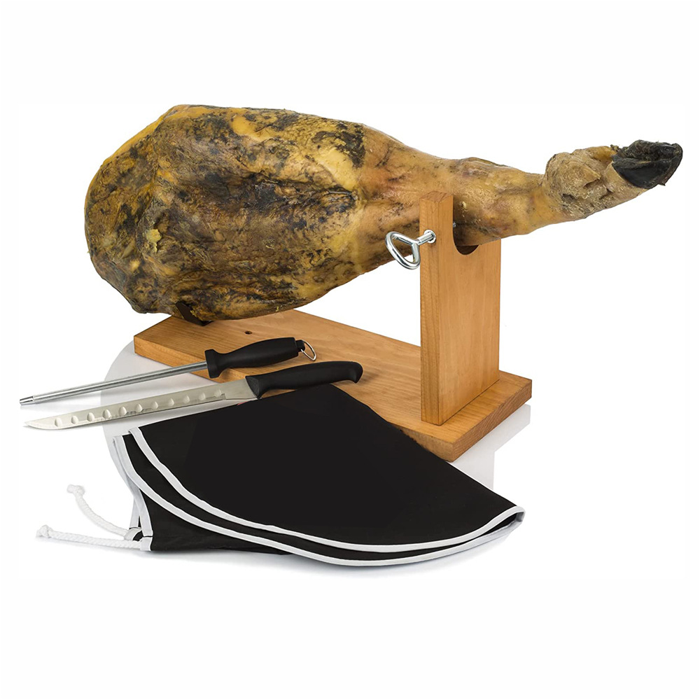 Especial pierna de cordero soporte exhibición grande jamón español traje libre cuchillo afilado palo bolsa tela