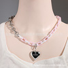 Ceramics, necklace heart-shaped, material engraved for beloved hip-hop style stainless steel, European style, Birthday gift