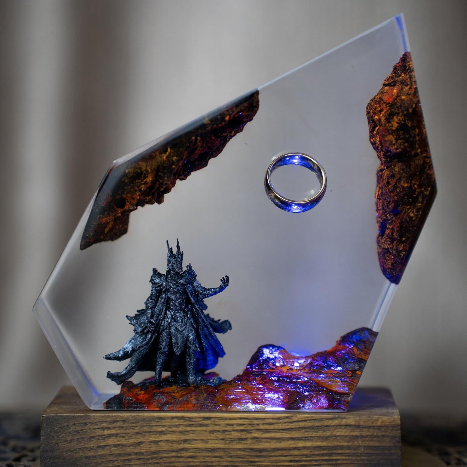 Luz de escritorio de resina del anillo oscuro, lámpara de resina Sauron, Ri.ng OT, lámpara del anillo oscuro, regalo del día del padre