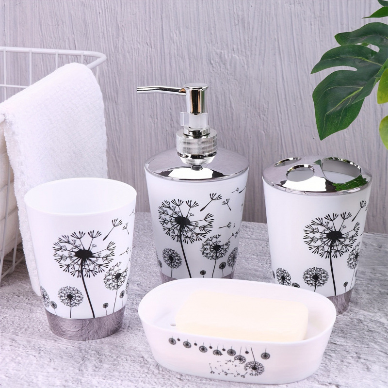 Black Bathroom Kit 4pcs / Set Lotion Bottle Toothbrush Cepillo de dientes transfronterizo