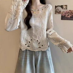 フランスのレース刺繍シャツ女性の秋の新しいデザイン感が小さいです。