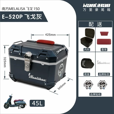 Motorcycle trunk Motorcycle Rear Trunk, Electric - feige-gray-520p-lining-double-red-backrest
