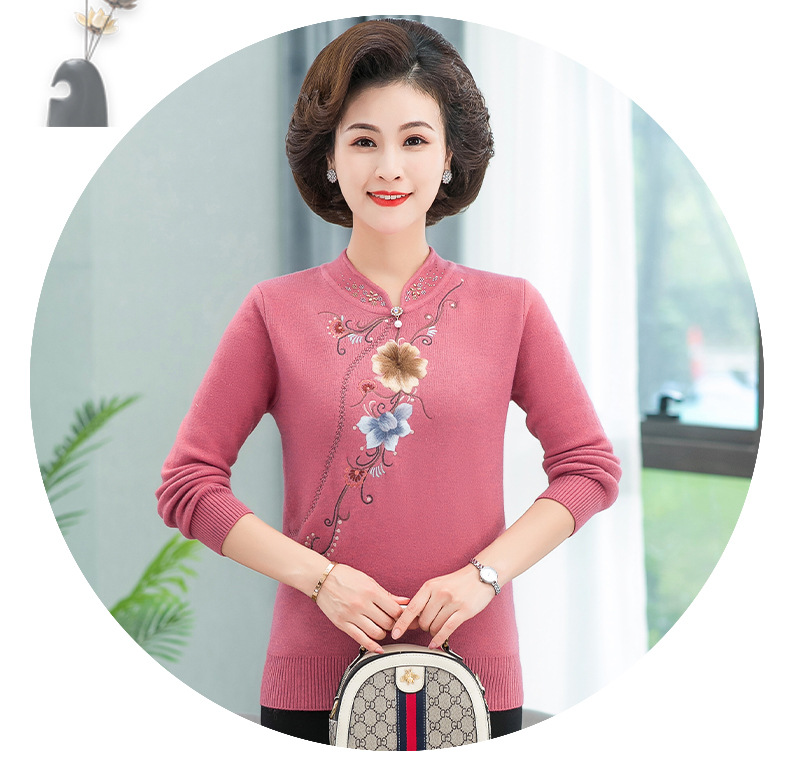 D7341 810K ÁO LEN NỮ TONTDI ÁO LEN MÙA XUÂN THU ĐÔNG TRUNG NIÊN THÊU HỌA TIẾT HOA DÀY ẤM THỜI TRANG NỮ G03 SẢN PHẨM MỚI