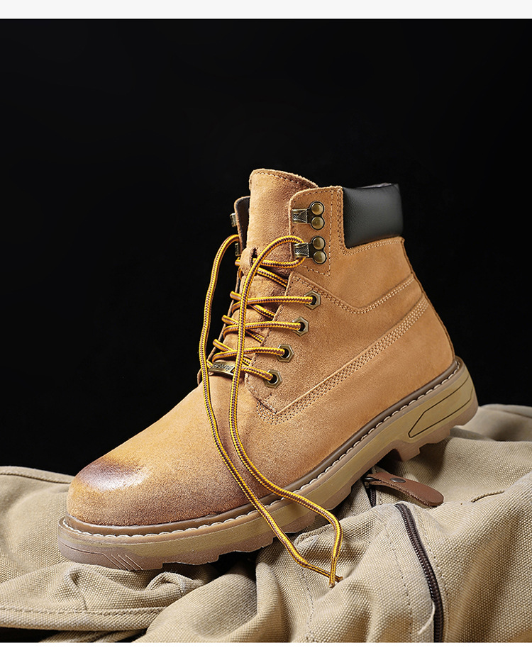 Ψηλές, μεγάλες κίτρινες μπότες, με στρώση κεφαλιού, δέρμα χοίρου, για υπαίθριες δραστηριότητες και ζεστά ανδρικά παπούτσια από κασμίρ_voghion.com