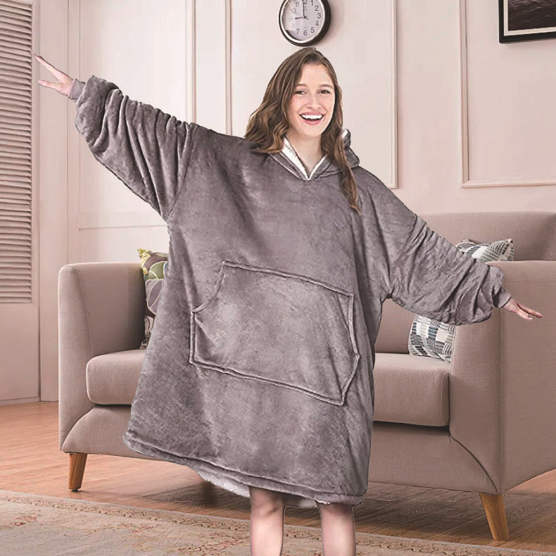Huggle hoodieクロスボーダー750自宅で毛をつかんで帽子をかぶっている怠け者の寝衣のパジャマの外でテレビの毛布を着ます。|undefined