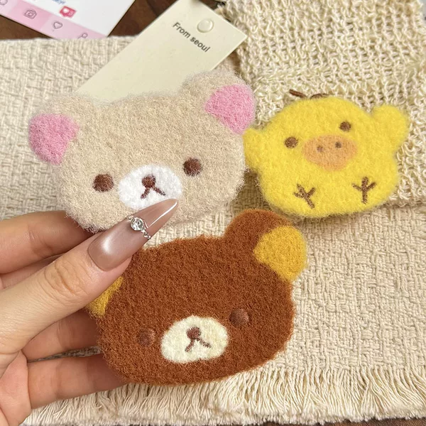Cute bear and chick plush cartoon hair accessories, perfect for adding volume to bangs and side hair, a charming and versatile accessory for everyday wear