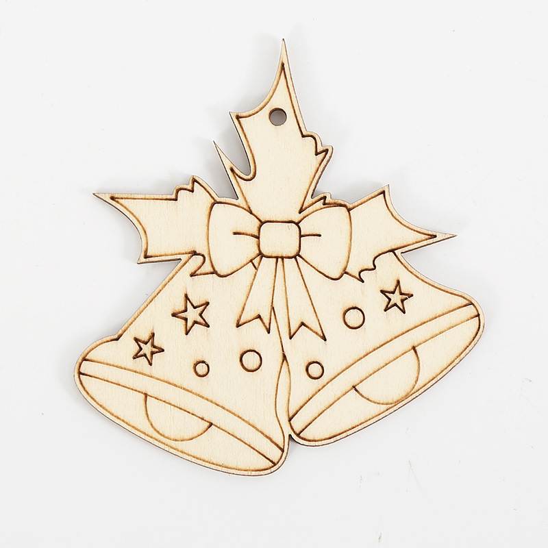 クロスボーダークリスマス装飾 diy 手描き落書き木材チップレーザーカット空白木板クリスマスツリー装飾ペンダント|undefined