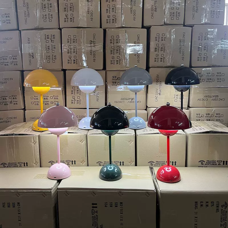 简约马卡龙台灯触摸花苞灯氛围充电台灯复古美式装饰蘑菇小夜灯