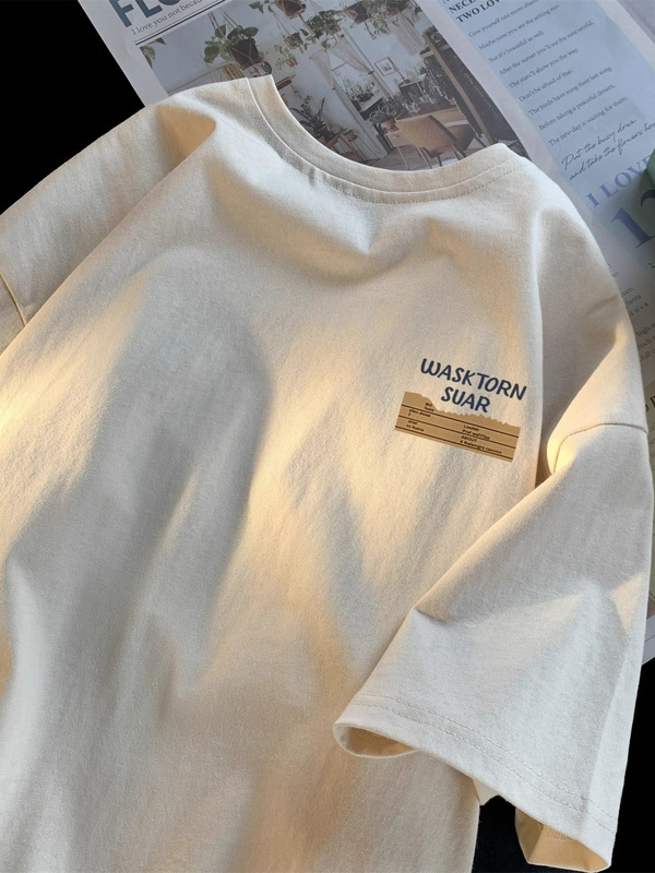 高品質綿半袖 Tシャツメンズ 2025 夏の新ファッションブランド ins 学生ルーズカジュアルヘビーウェイト半袖 T|undefined