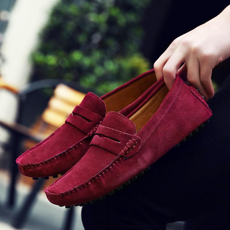 plus size Cross-border Men's Pea Shoes Men's Casual Leather Shoes British Trendy Shoes Foreign Trade Velvet Leather Men's Loafers Pea Shoes