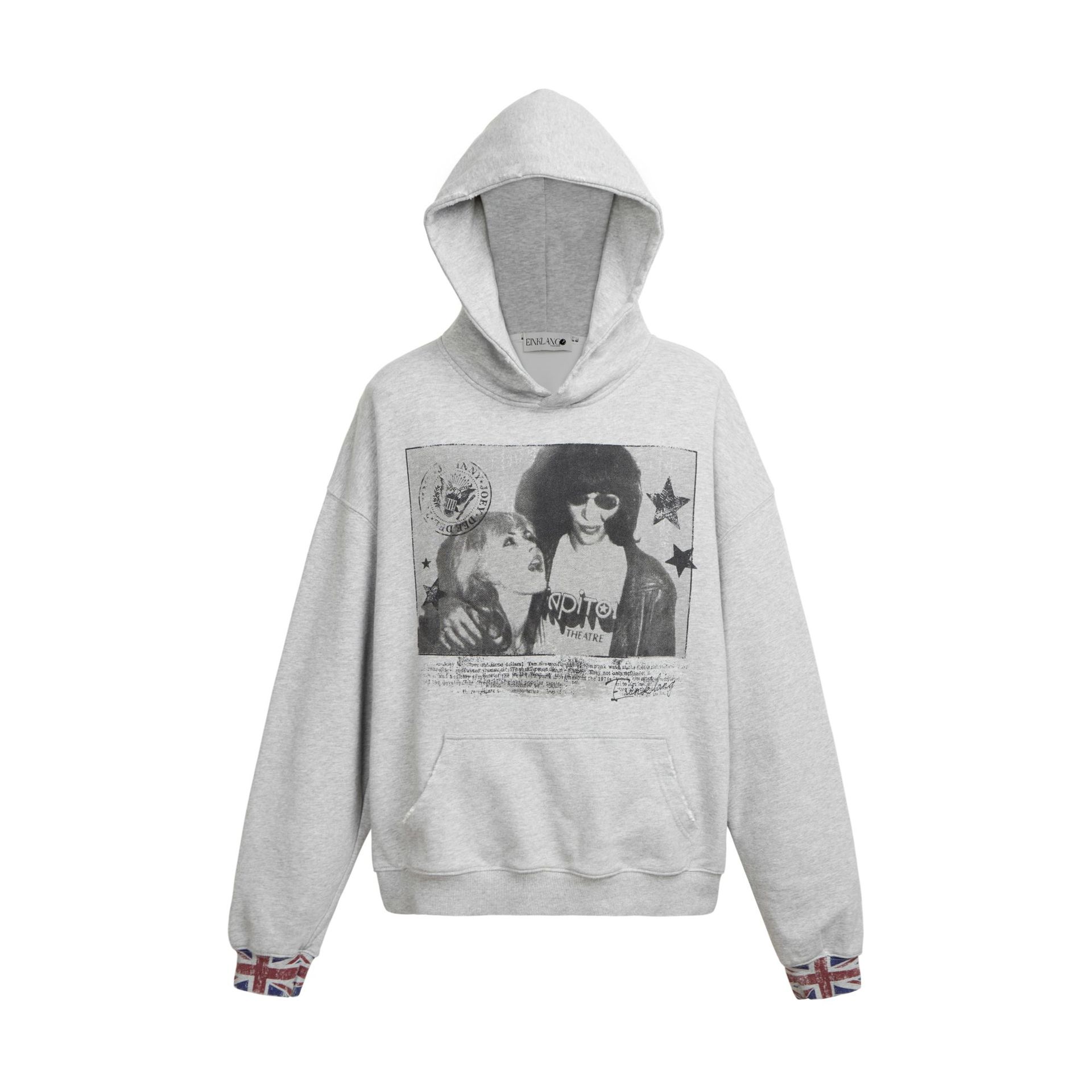 Sweater Graphic Print Distressed Grey