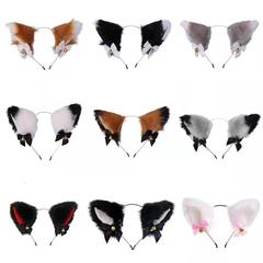 化妝舞會毛絨貓耳朵聖誕可愛頭飾動漫角色扮演派對蝴蝶結鈴鐺髮飾