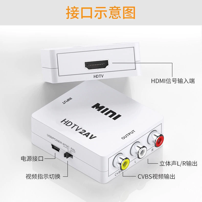 HDMI к AV конвертер высокого разрешения трицветная резьбовая коробка к старому телевизору/компьютеру с синхронизацией аудио