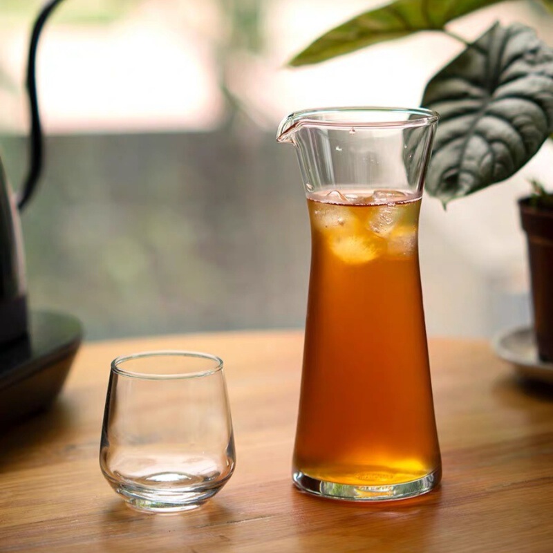 Japanese-Style Pour-Over Single-Origin Coffee Set Latte Exquisite Transparent Simple Heat-Resistant Small Glass Cup Coffee Sharing Pot