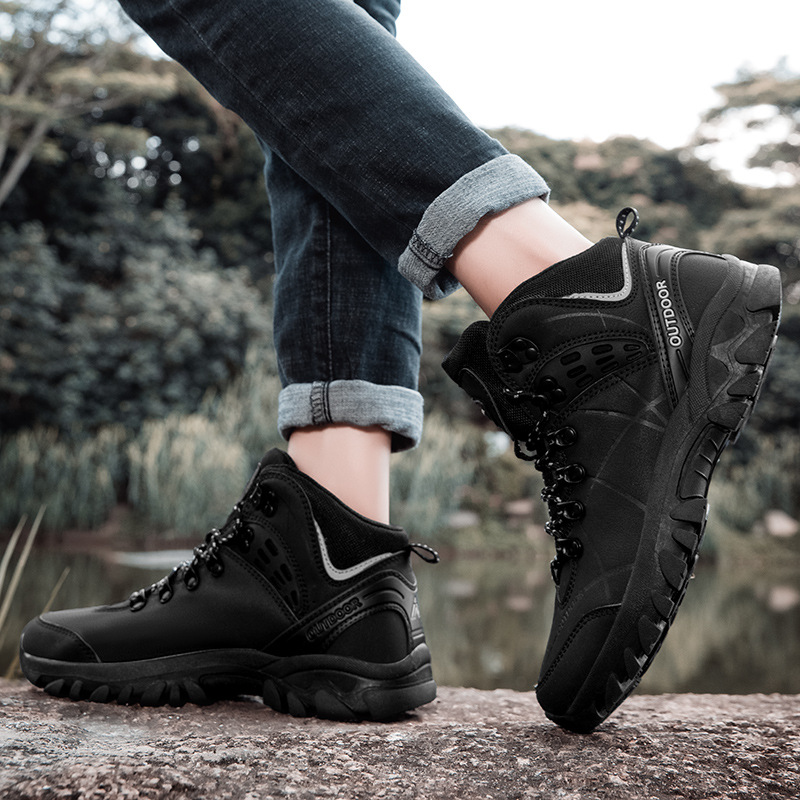 Fábrica directa transfronteriza 2025 nuevo tipo de pareja casual de alto nivel cómodo ligero antideslizante desgaste zapatos de senderismo para hombres