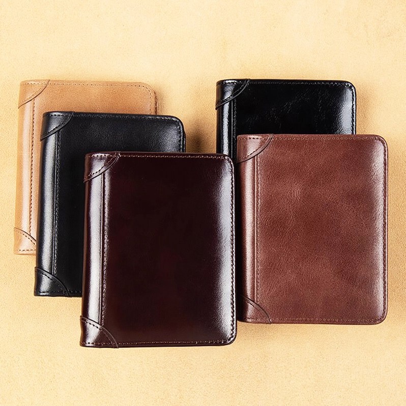 Factory Direct Sale Men's Wallet Ultra-Thin Short Style Oil Wax Pu Leather Wallet Driver's License Integrated Fashion Simple Factory Direct Sale Men's Wallet Ultra-Thin Short Style Oil Wax Pu Leather Wallet Driver's License Integrated Fashion Simple