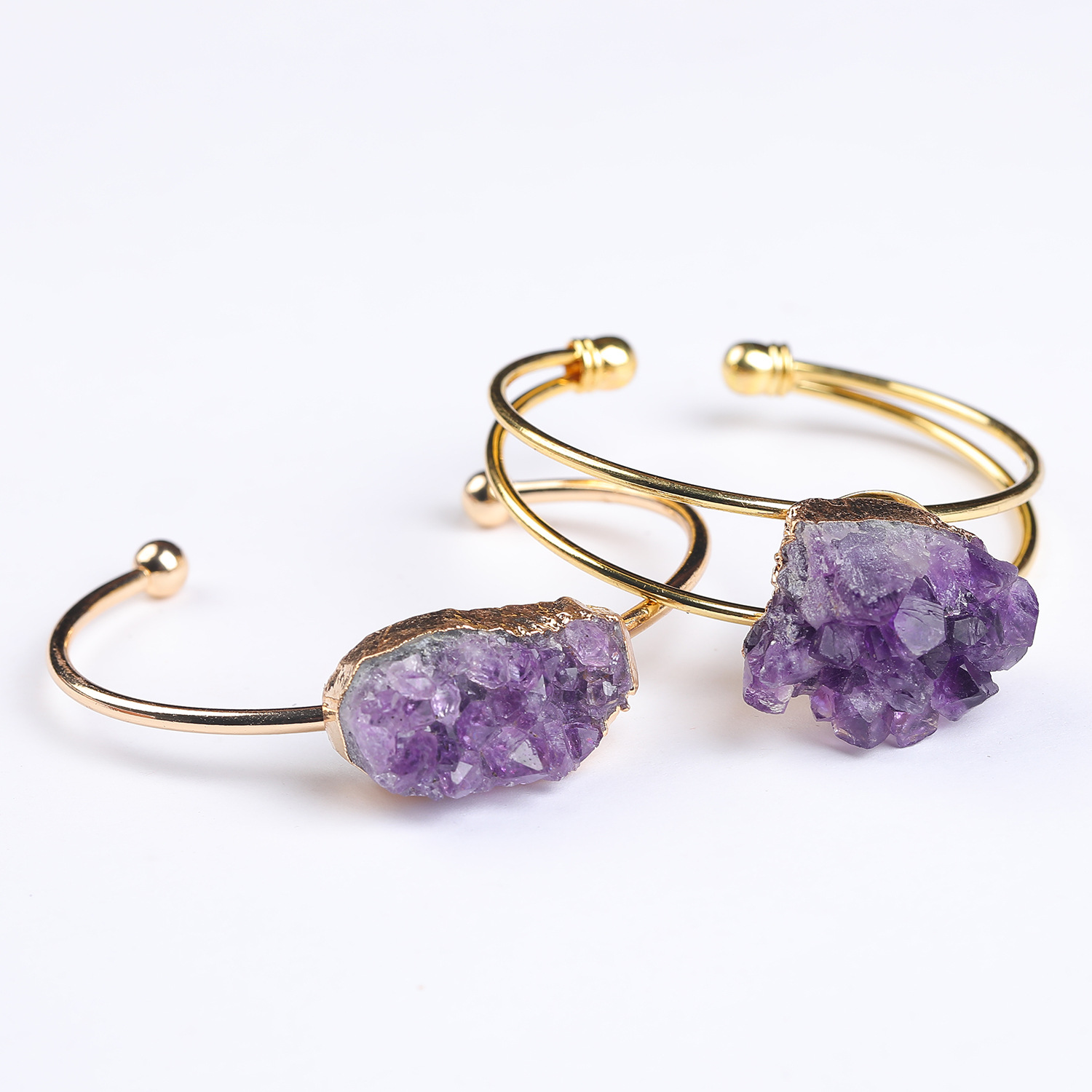 35g Weight Crystal Inlay Material Elegant Geometric Copper Gold Plated Crystal Wholesale Bangle