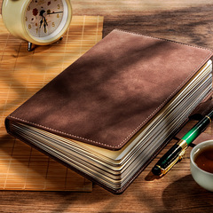 Custom Logo Embossed A5 Notebook Business Meeting Record Book Colorful Leather Edge Strap Clasp Notepad