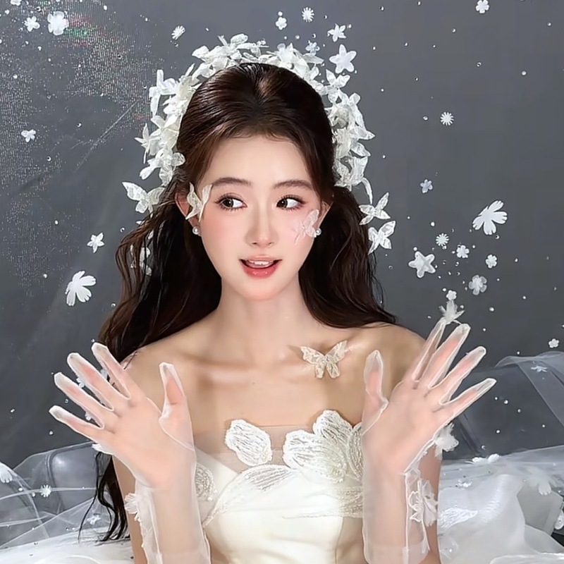 韩式超仙蝴蝶发饰抓夹百搭气质唯美结婚跟妆礼服配饰西式套装发饰|undefined