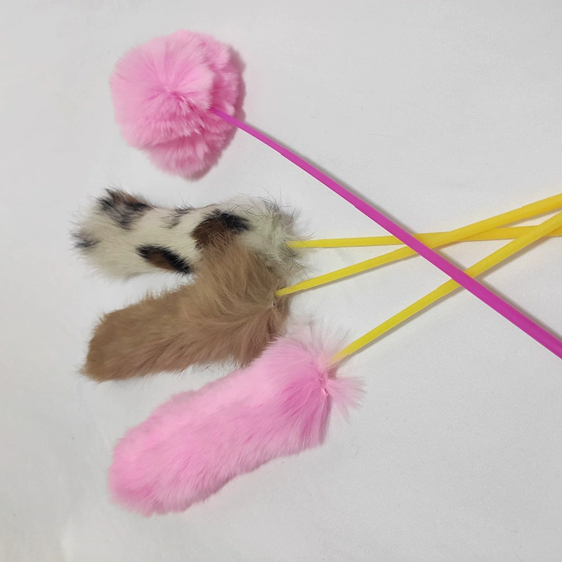 Игрушка для кошек, кроличья шерсть, кошачья палочка для дразнения, маленький мячик, длинная полоска, кошачья палочка для дразнения, интерактивный самовозбуждающий инструмент