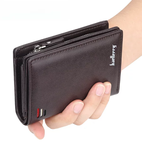 New zipper short wallet men's multi-card fashion vertical mini snap button coin purse men's card bag wholesale