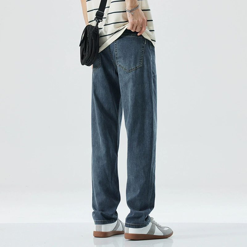 Summer jeans, thin trend trousers, loose straight fit