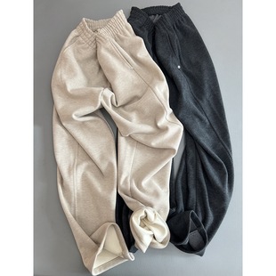 Good-looking not monotonous 3% wool shell buckle straight pants spring and autumn new casual pants loose all-match trousers women's trousers