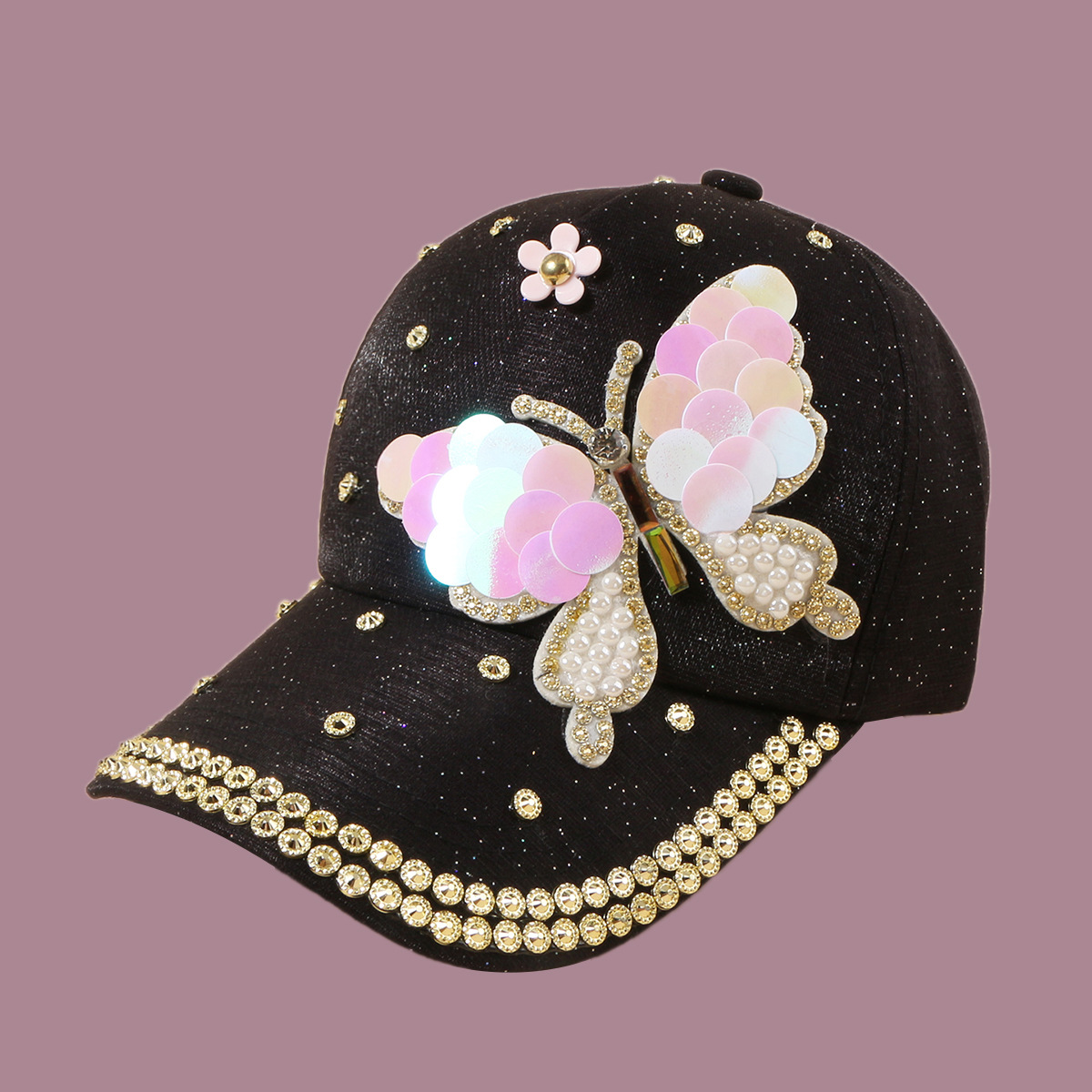 Korean Fashion Sequined Butterfly Baseball Cap display picture 3