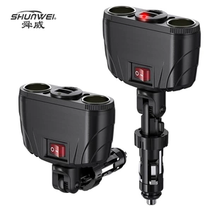 Shunwei car atmosphere light one-on-four cigarette lighter car one-on-four power distributor dual USB charger