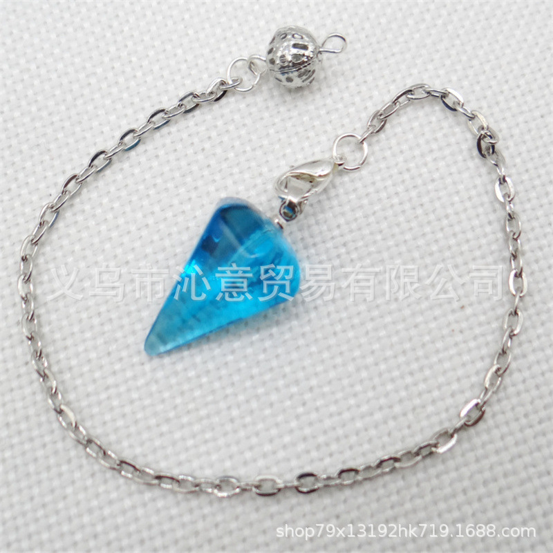 Venta caliente ágata natural cristal piedra preciosa cono hexágono cono colgante DIY cristal colgante espíritu péndulo