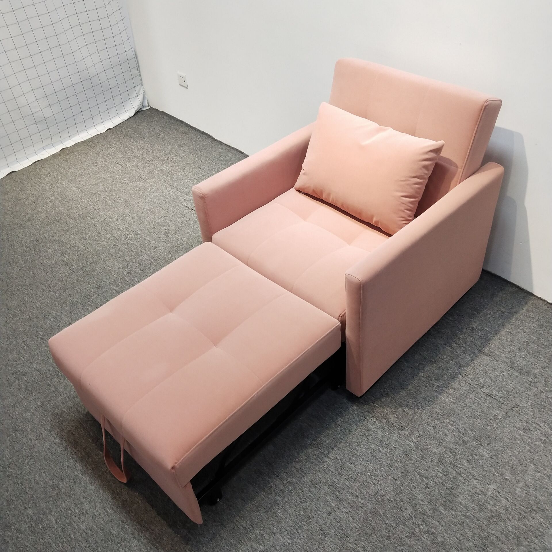 Sofá cama multifuncional de una persona sala de estar oficina almuerzo artefacto de tecnología de terciopelo balcón de chicas peinado en polvo