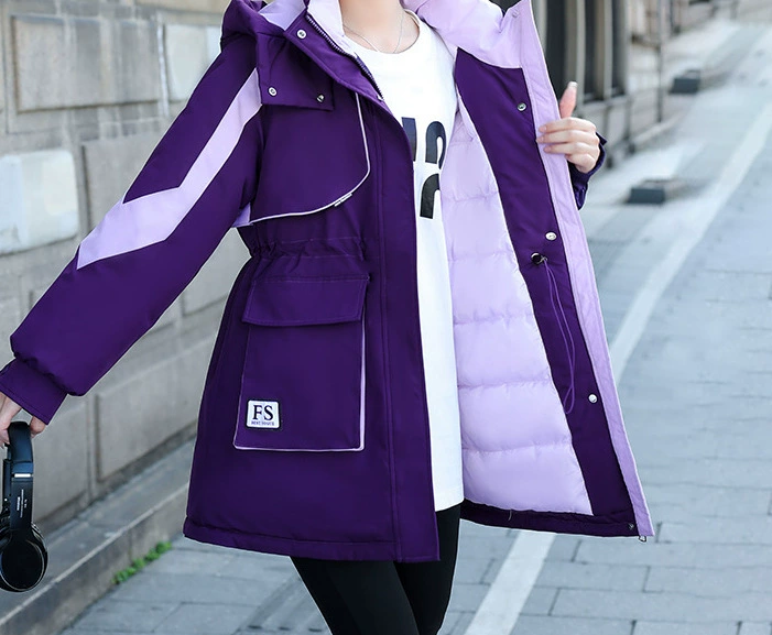 Pike хлопчатобумажная одежда женская средняя длинная модель 2024 новая маленькая одежка хлопчатобумажная зимняя толстая куртка