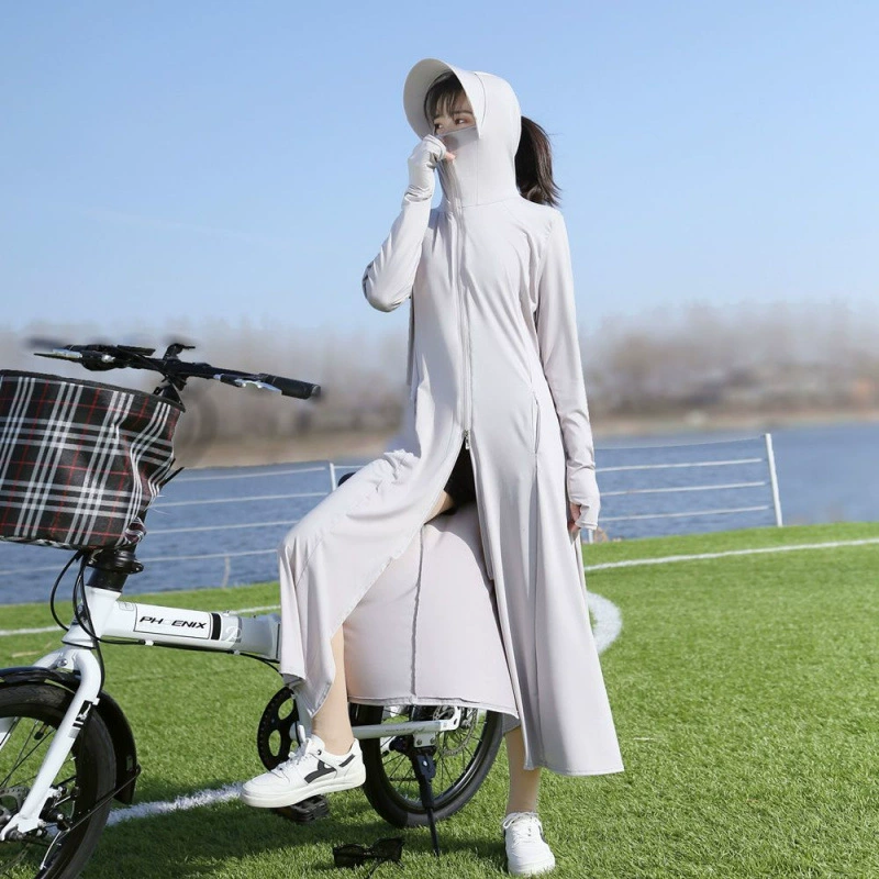 Летняя длинная шелковистая одежда sun protection, облегающий крой, защита от UV