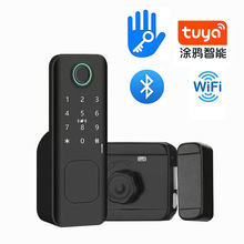 跨境老式防盗门指纹锁家用不锈钢铁门木门公寓智能锁牛头锁密码锁