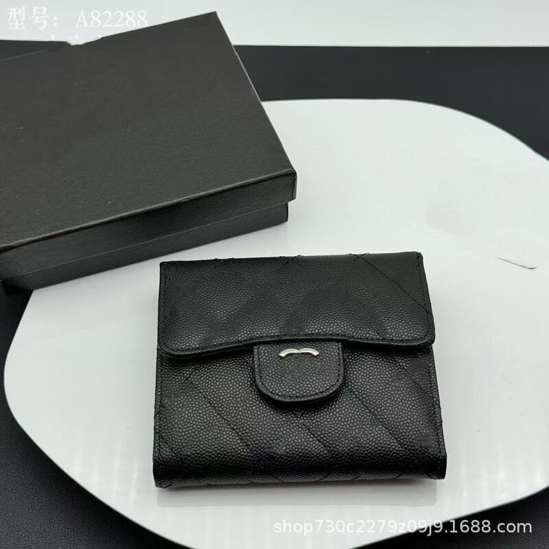 Cross-Border Chanel-Style Quilted 70% off Wallet for Women, Fashionable and Versatile Card Holder, Genuine Sheepskin Leather Short Wallet Card Holder