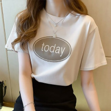 短袖T恤女ins潮2023新款夏季韩版学生字母印花上衣女装一 件代发