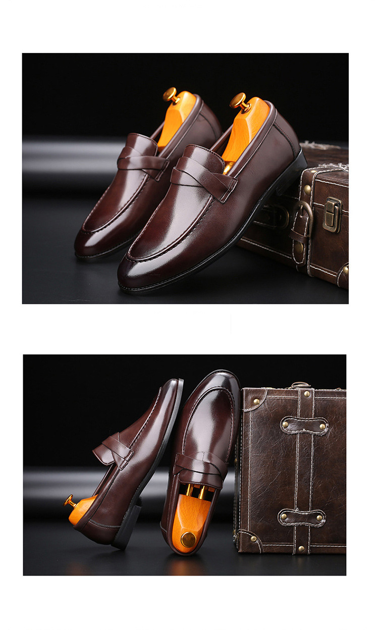Young small leather shoes slip-on men's shoes casual shoes_voghion.com