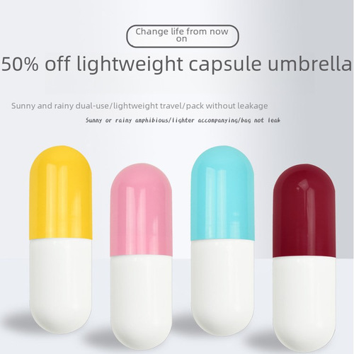 Mini Sunscreen Capsule Umbrella UV Protection Sunshade Umbrella Five-Fold Black Rubber Pocket Umbrella Foldable Rain Umbrella