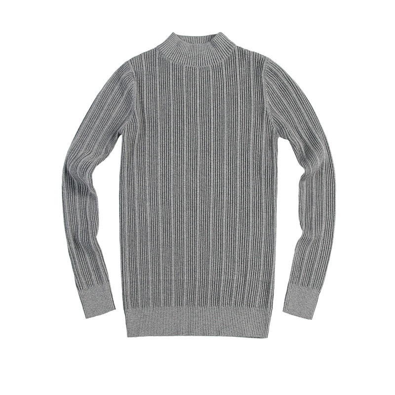 En stock de otoño e invierno de los hombres Nuevo medio cuello alto stretch textura suéter Delgado Coreano a rayas pullover bottoming suéter