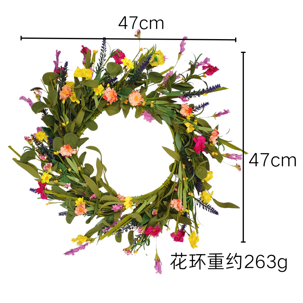 Primavera y verano guirnalda crisantemo flor silvestre guirnalda festiva puerta de entrada decoración interior exterior guirnalda de ratán