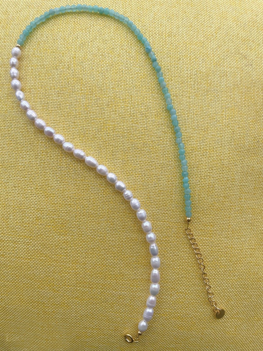 25g Weight Beads Pendant Material Necklace Classification Titanium Steel Chain Material 1 Piece Quantity Holiday, Daily Occasion Beaded, natural stone, Titanium Steel Material Geometric Pattern Women's Gender Beaded Design Simple Style Style Simple Style Geometric Beaded Natural Stone Titanium Steel Necklace In Bulk 24