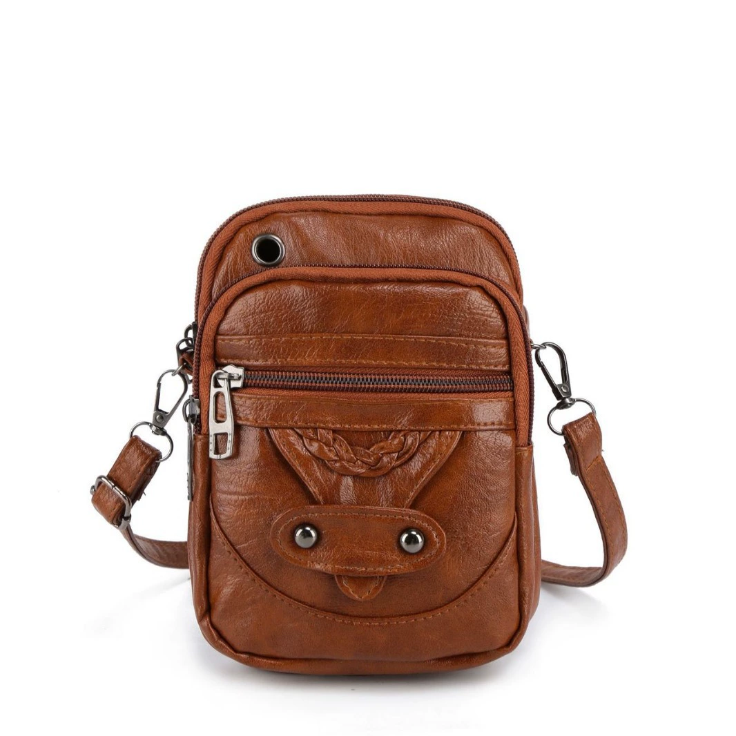 Сумка под телефон, однолямочная сумка, модная ретро маленькая сумка, натуральная кожа, западный стиль
