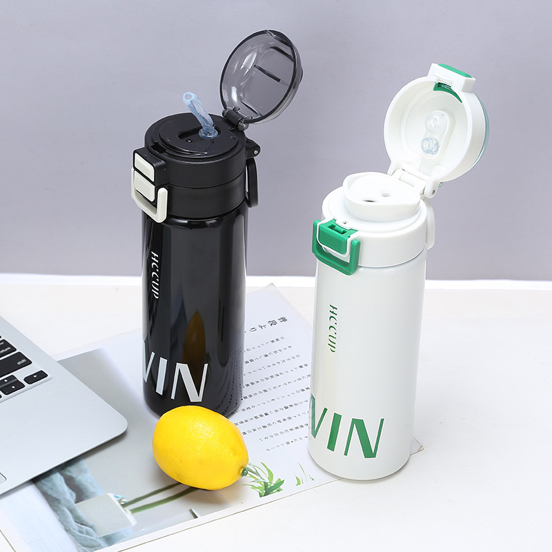 Fábrica directa de acero inoxidable doble taza de bebida taza de aislamiento portátil de alta capacidad taza de cubierta de rebote de alto valor facial taza de paja