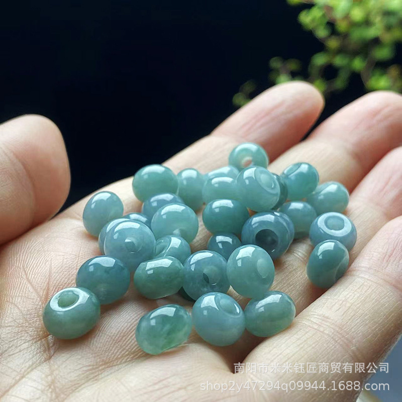 Natural A-Grade Jadeite Blue Water Large Hole Abacus Beads Jade DIY Weaving Accessories Spacer Beads Jewelry Loose Parts Wholesale Natural A-Grade Jadeite Blue Water Large Hole Abacus Beads Jade DIY Weaving Accessories Spacer Beads Jewelry Loose Parts Wholesale