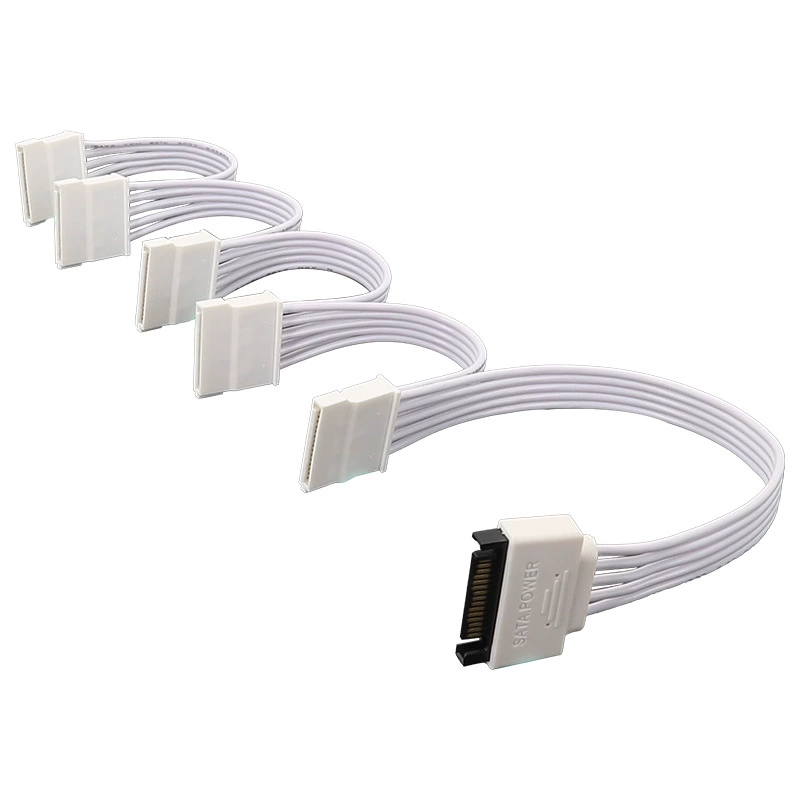 Компьютерный кабель питания SATA 15PIN от одного до пяти белых клеток для жесткого диска, кабель питания, безопасная чистая медь