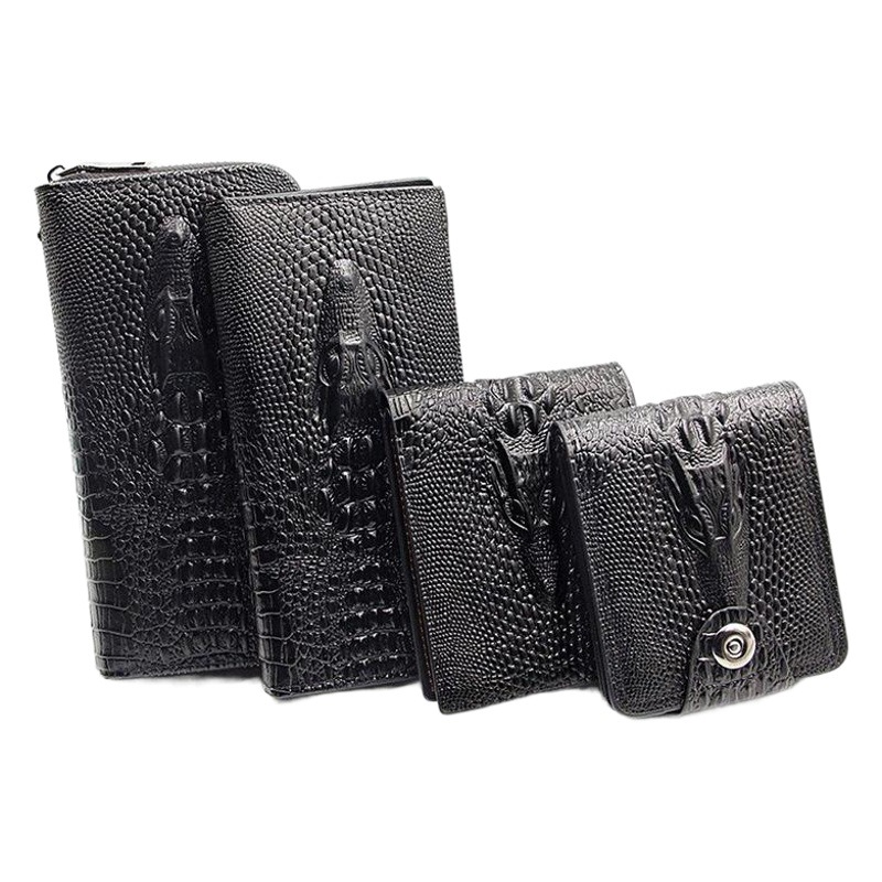 New Men's Crocodile Pattern Series Business Long and Short Wallet Multi-Functional Large Capacity Business Wallet Factory Direct Supply