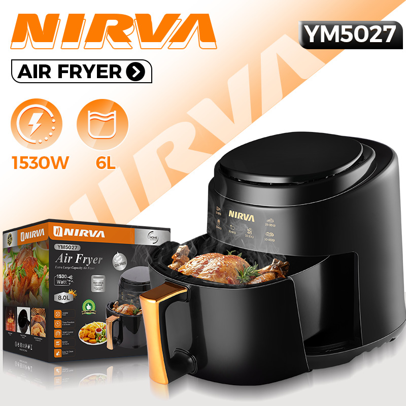Nirva European Cross-Border Air Fryer Large Capacity 8L Multi-Functional Household Electric Fryer Visual Smart Touch Screen