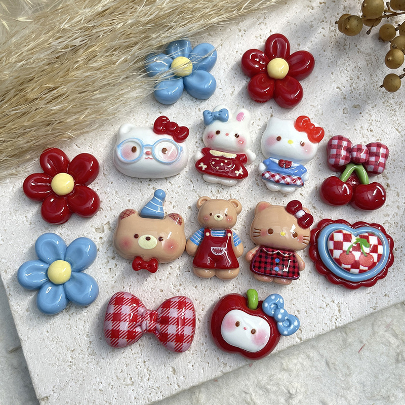 Cross-Border Cute White Cat Apple Bow Tie Resin Accessories DIY Mobile Phone Case Clogs Shoe Buckle Hair Accessories Decorative Materials Cross-Border Cute White Cat Apple Bow Tie Resin Accessories DIY Mobile Phone Case Clogs Shoe Buckle Hair Accessories Decorative Materials