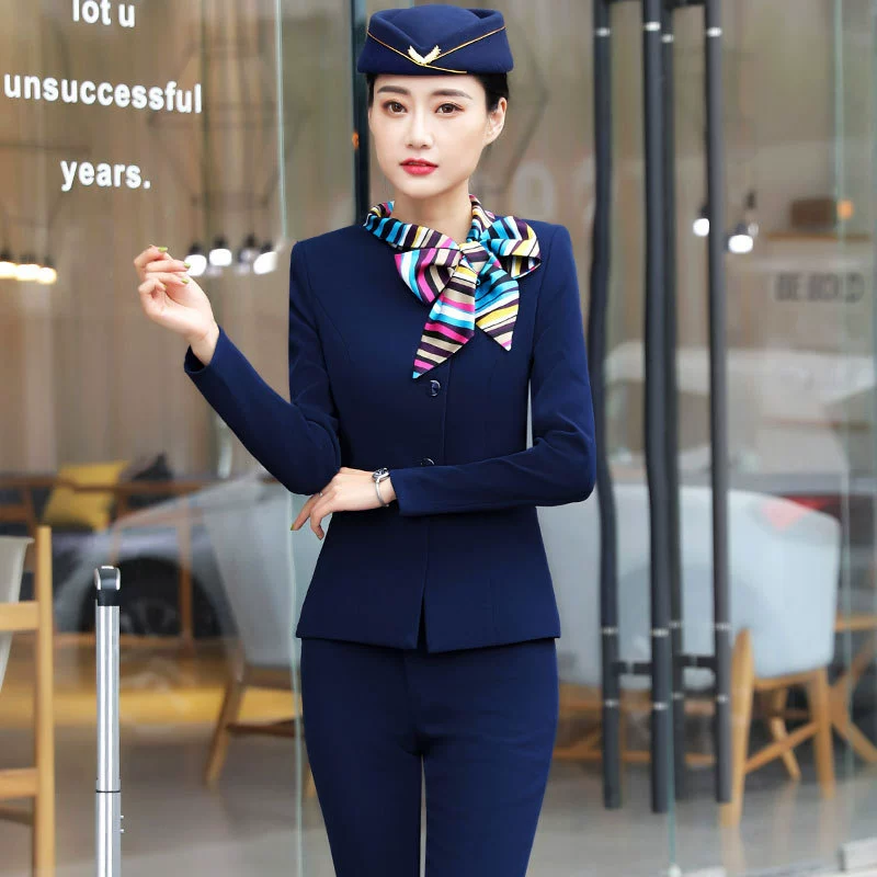 Set with bow, demi-season long-sleeve for hotel, uniform