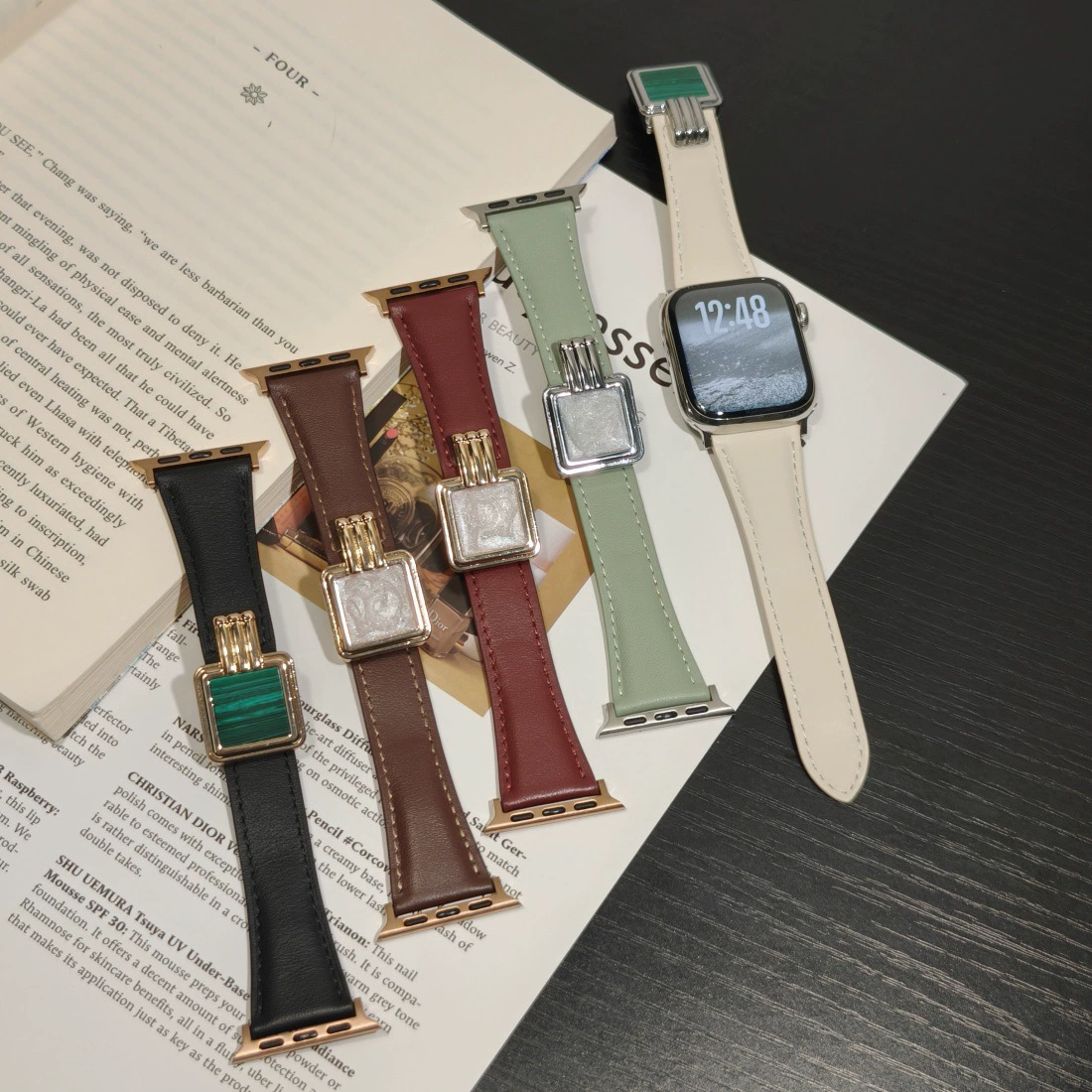 Подходит для Apple 678910 Rose Story, ремешок из натуральной кожи с магнитной пряжкой, браслет Huawei Fit4 Samsung 22 Xiaomi